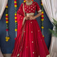 Rajwada Red Georgette Embellished Semi-Stitched lehenga For Women
