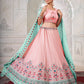 Rajwada Pink Georgette Embroidered Semi Stitched Lehenga With Unstitched Blouse for Women
