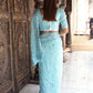 Rajwada Light Blue Sequins Embroidered Georgette Saree with Unstitched Blouse for Women