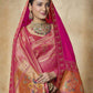 Rajwada Pink Silk Blend Embellished Saree For Women