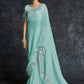 Rajwada Blue Embroidered Georgette Saree With Unstitched Blouse For Women