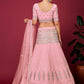 Rajwada Pink Georgette Embellished Semi Stitched Lehenga With Unstitched Blouse for Women