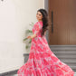 Rajwada Pink Georgette Printed Stitched Gown For Women