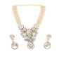Rajwada White And Gold Stone Studded V-Shape Necklace Set For Women