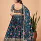 Rajwada Women Teal Printed And Embroidered Semi Stitched Lehenga With  Unstitched Blouse
