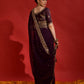 Rajwada Wine Embroidered Georgette Saree With Unstitched Blouse For Women