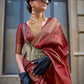 Rajwada Red Organza Woven Saree With Unstitched Blouse For Women