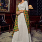 Rajwada Women White Embroidered Georgette Semi Stitched Lehenga With Blouse Piece