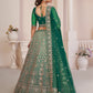Rajwada Green Net Embellished Semi Stitched Lehenga With Unstitched Blouse for Women
