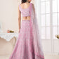 Rajwada Pink Net Embellished Semi Stitched Lehenga With Unstitched Blouse for Women