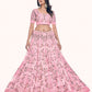 Rajwada Pink Embroidered Soft Net Semi Stitched Lehenga With Blouse For Women