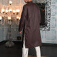 Rajwada Grey and Brown Woven Cotton Traditional Kurta Set For Men