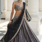 Rajwada Black Organza Silk Embellished Semi-Stitched lehenga For Women