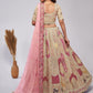 Rajwada Gold Organza Embellished Semi-Stitched Lehenga With Unstitched Blouse For Women