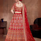 Rajwada Red Art Silk Embroidered Semi-Stitched lehenga For Women