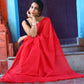 Rajwada Red Cotton  Saree  With Unstitched Blouse for Women