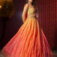 Rajwada Orange Organza Embroidered Semi-Stitched Lehenga For Women