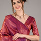 Purple Silk Blend Woven Saree With Unstitched Blouse