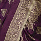 Wine Silk Blend Solid Saree