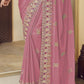 Rajwada Light Pink Georgette Embroidered Elegant Saree For Women