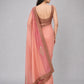 Peach Silk Blend Solid Saree