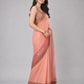 Peach Silk Blend Solid Saree
