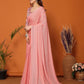 Rajwada Peach Georgette Solid Saree For Women