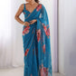 Rajwada Blue Georgette Printed Saree For Women