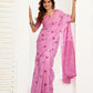 Rajwada Light Pink Cotton Linen Zari Work Saree For Women