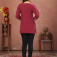 Rajwada Maroon Cotton Blend Embroidered Kurti For Women