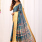 Rajwada Blue Silk Blend Printed Saree For Women