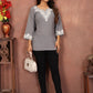 Rajwada Grey Cotton Blend Embroidered Kurti For Women