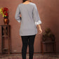 Rajwada Grey Cotton Blend Embroidered Kurti For Women