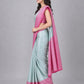 Pastel Blue Silk Blend Solid Saree