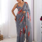 Rajwada Grey Georgette Printed Saree For Women