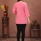 Rajwada Pink Cotton Blend Embroidered Kurti For Women