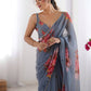 Rajwada Grey Georgette Printed Saree For Women