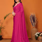Rajwada Pink Georgette Solid Saree For Women