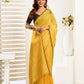Rajwada Yellow Cotton Linen Zari Work Saree For Women