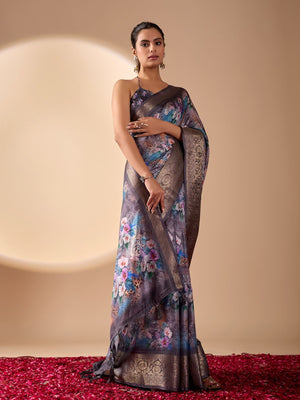 Rajwada Multicolor Silk Blend Printed Saree For Women