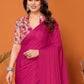Rajwada Pink Georgette Solid Saree For Women