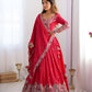 Rajwada Pink Silk Blend Embroidered Semi-Stitched lehenga For Women