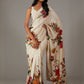 Rajwada Off White Georgette Floral Printed Saree With Unstitched Blouse For Women