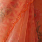 Rajwada Orange Organza Printed Saree With Unstitched Blouse For Women