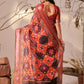 Rajwada Red Linen Cotton Printed Saree For Women