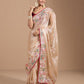 Rajwada Ivory Organza Embroidered Solid Saree For Women