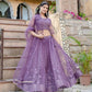 Rajwada Purple Soft Net Embellished Semi-Stitched lehenga For Women