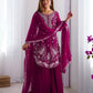 Rajwada Dark Pink Georgette Embroidered Stitched Kurta Set For Women