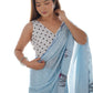 Rajwada Sky Blue Chinon Printed Saree With Unstitched Blouse For Women