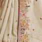 Rajwada Off White Satin Embroidered Saree For Women